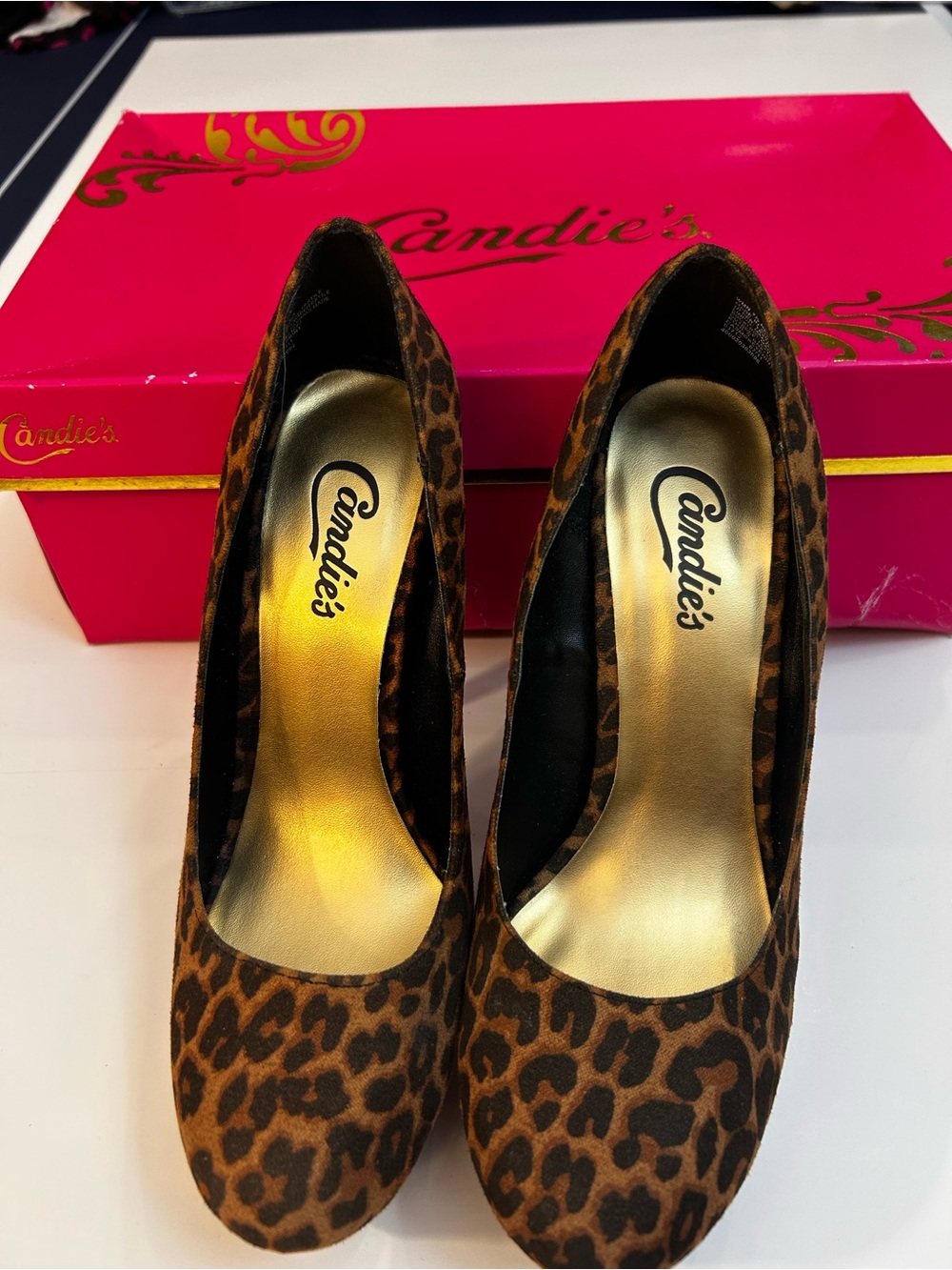 Candie's Leopard-Print Pumps in Brown and Black